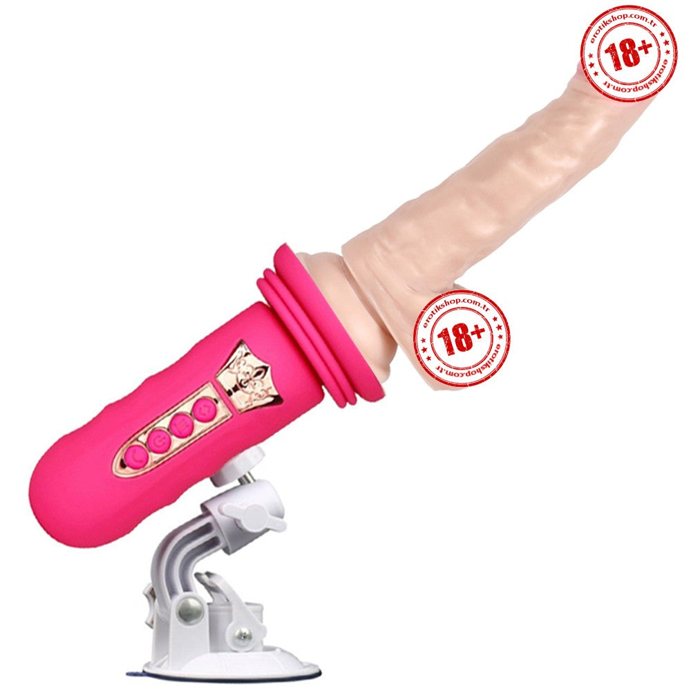 Erox Suction Cup Sex Machine Realistik Penis Uyumlu Seks Makinesi-Pink