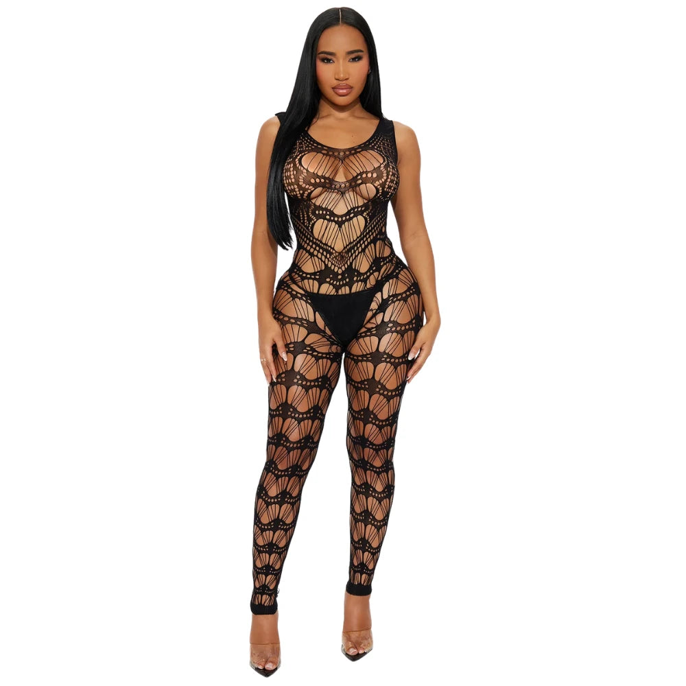 Frowzer The Love Fantasy Wear Heart Crotchless Jumpsuit Vücut Çorabı