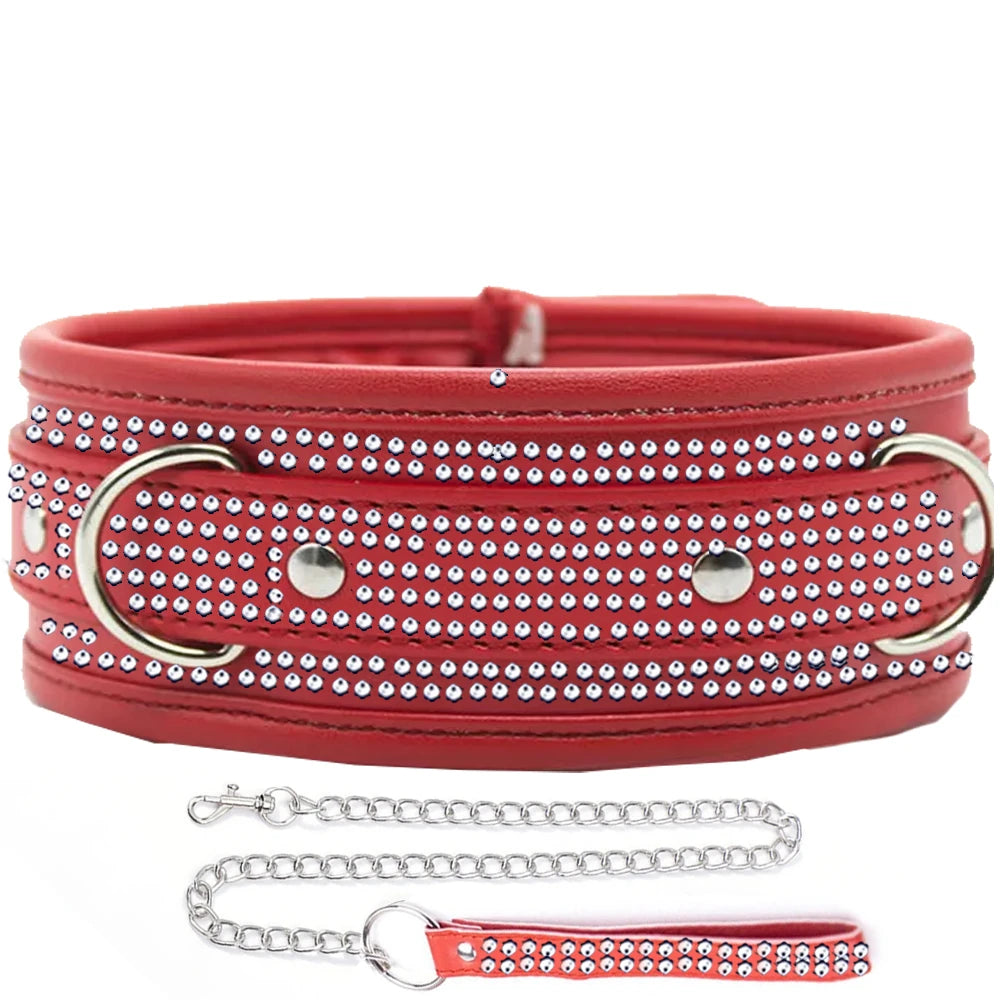 Frowzer Fetish Fantasy Series Diamond Collar Taşlı Fetiş Tasma-Kırmızıer
