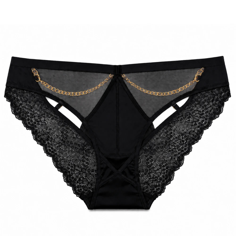 Frowzer Fantasy Wear Luxury Lingerie Gold Zincir Detaylı Seksi Külot-Siyah