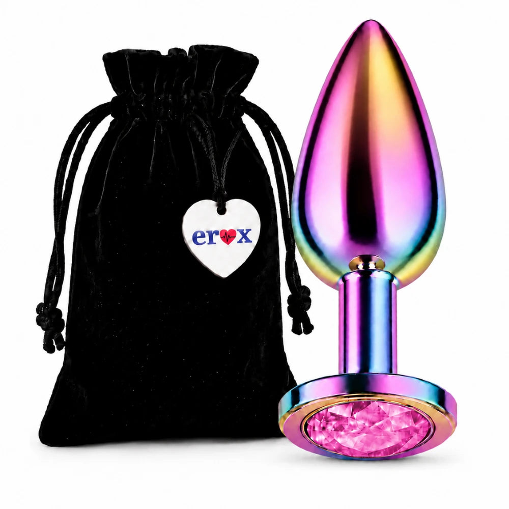 Frowzer Anal Fantasy Rainbow Hot & Cooling Pembe Taşlı Metal Anal Plug – Large