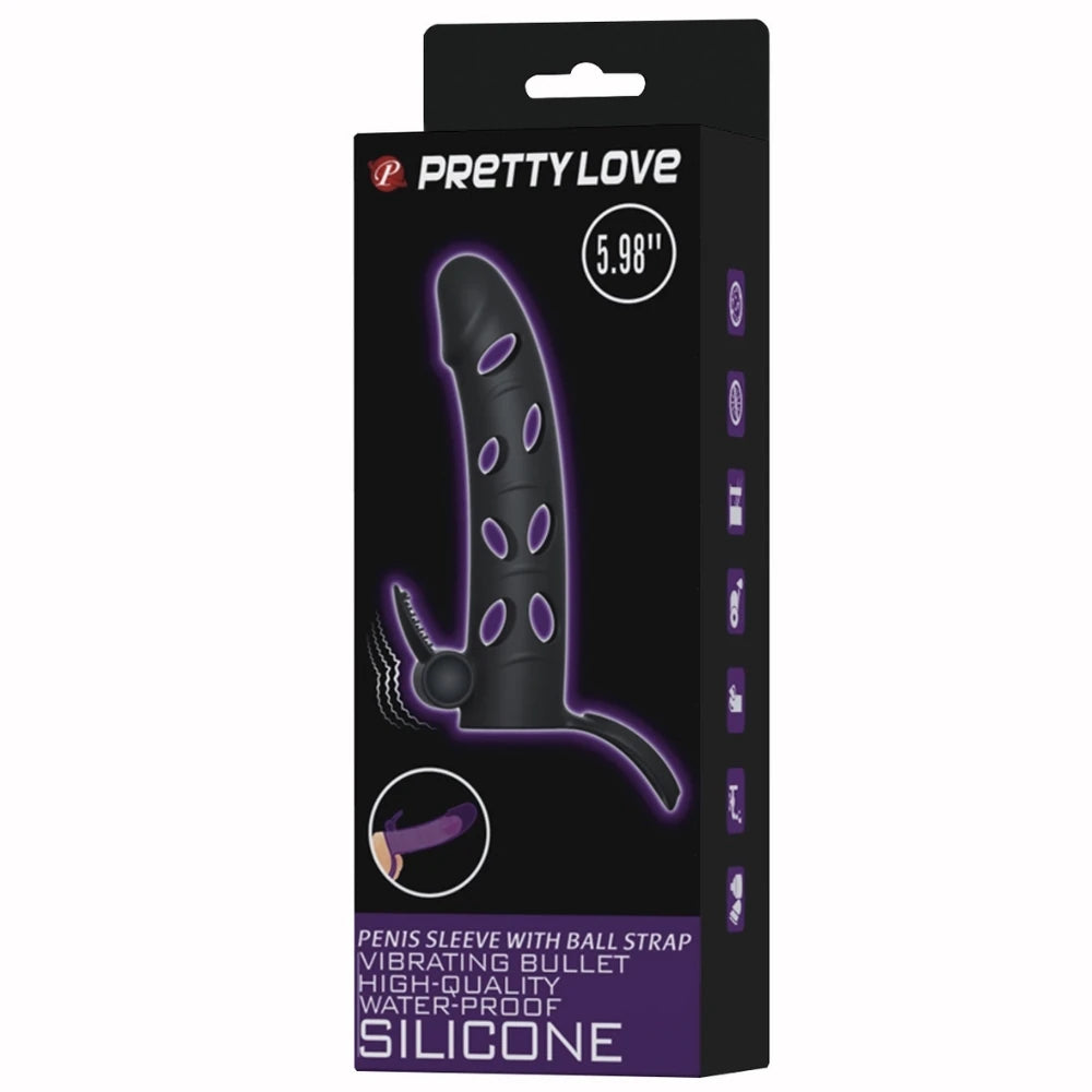 Pretty Love Penis Sleeve With Ball Strap Testis Geçirmeli Penis Kılıfı