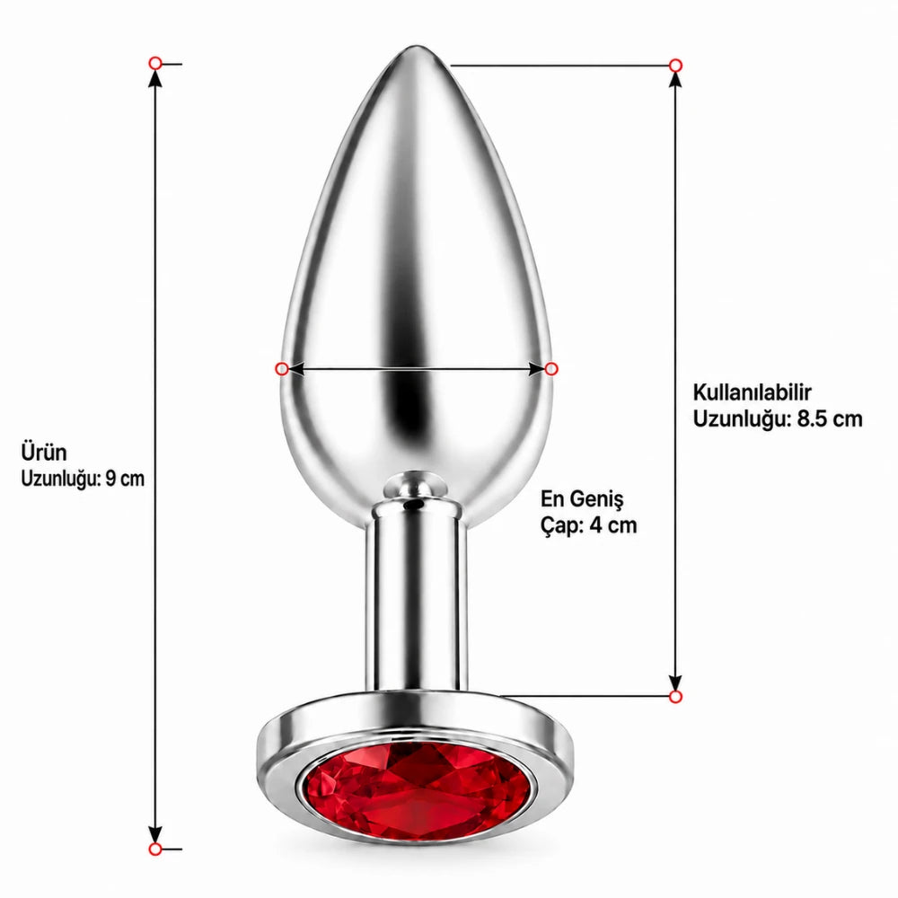 Frowzer Anal Fantasy Luxury Diamond Red Taşlı Çelik Metal Anal Plug – Large