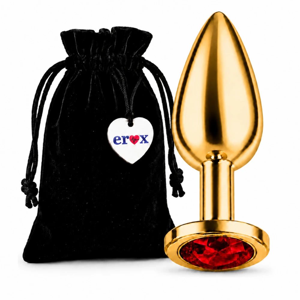 Frowzer Anal Fantasy Luxury Diamond Gold Çelik Kırmızı Taşlı Metal Anal Plug – Small