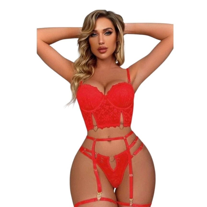 Frowzer Fantasy Wear Büstiyerli Seksi Sütyen Külot Takım