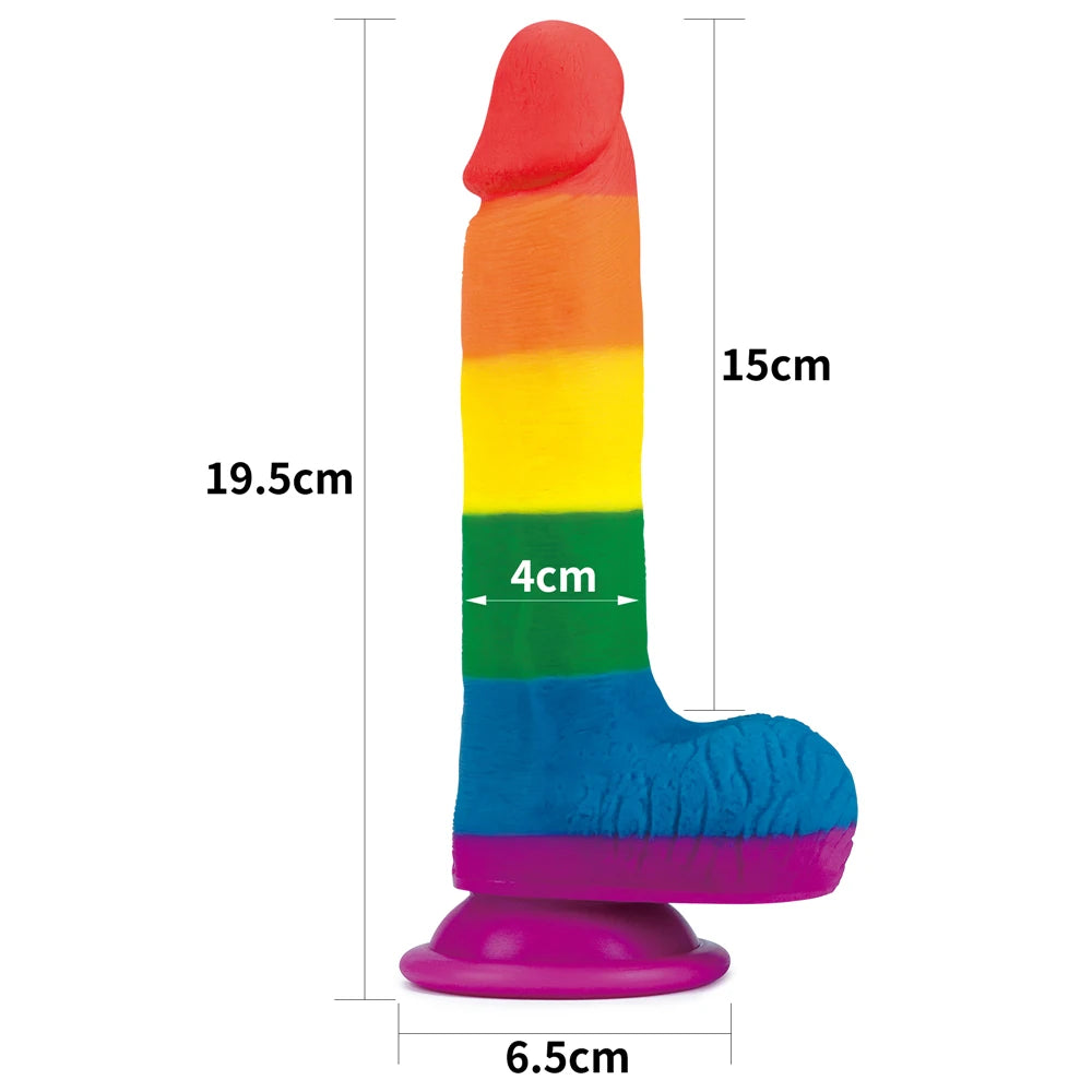 Lovetoy Prider Dildo 19.5 cm Belden Bağlamalı Renkli Realistik Penis LV410026