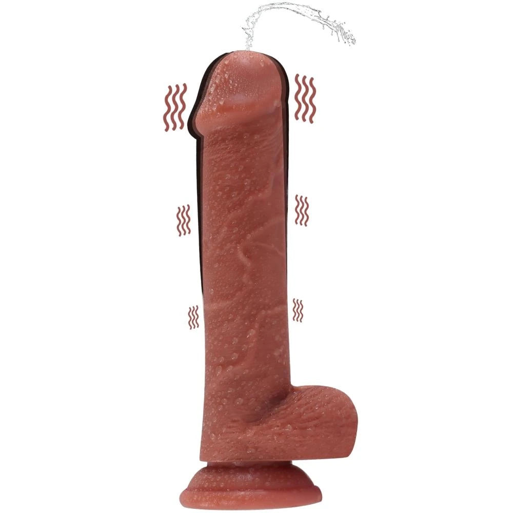 Shequ Dave Vibrating Dildo 21.5 Cm Kemerli Boşalabilir Realistik Penis SQ-WBD10142-V