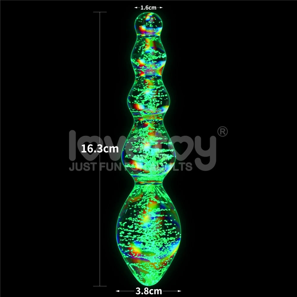 Lovetoy Glow Twilight Gleam Glass Dildo-Tantalizing Orbs Cam Dildo LV610002