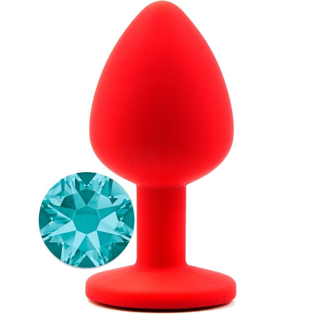 Erox Safe Body Red Silicone Large Mavi Taşlı Silikon Anal Plug