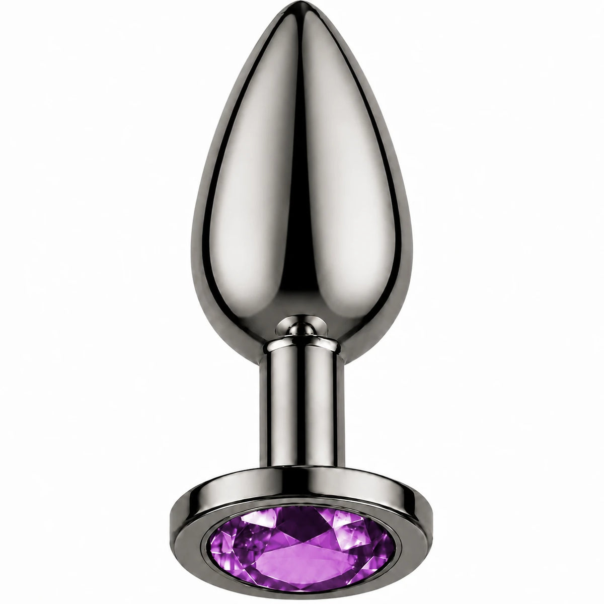 Frowzer Anal Fantasy Gri Metal Mor Taşlı Lüks Çelik Anal Plug – Large