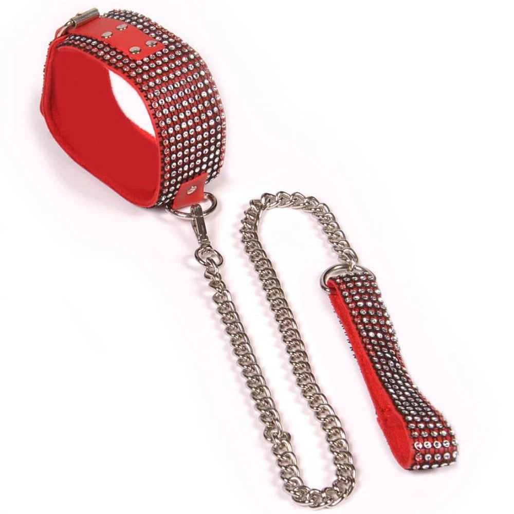 Frowzer Fetish Fantasy Series Diamond Collar Taşlı Fetiş Tasma-Kırmızıer