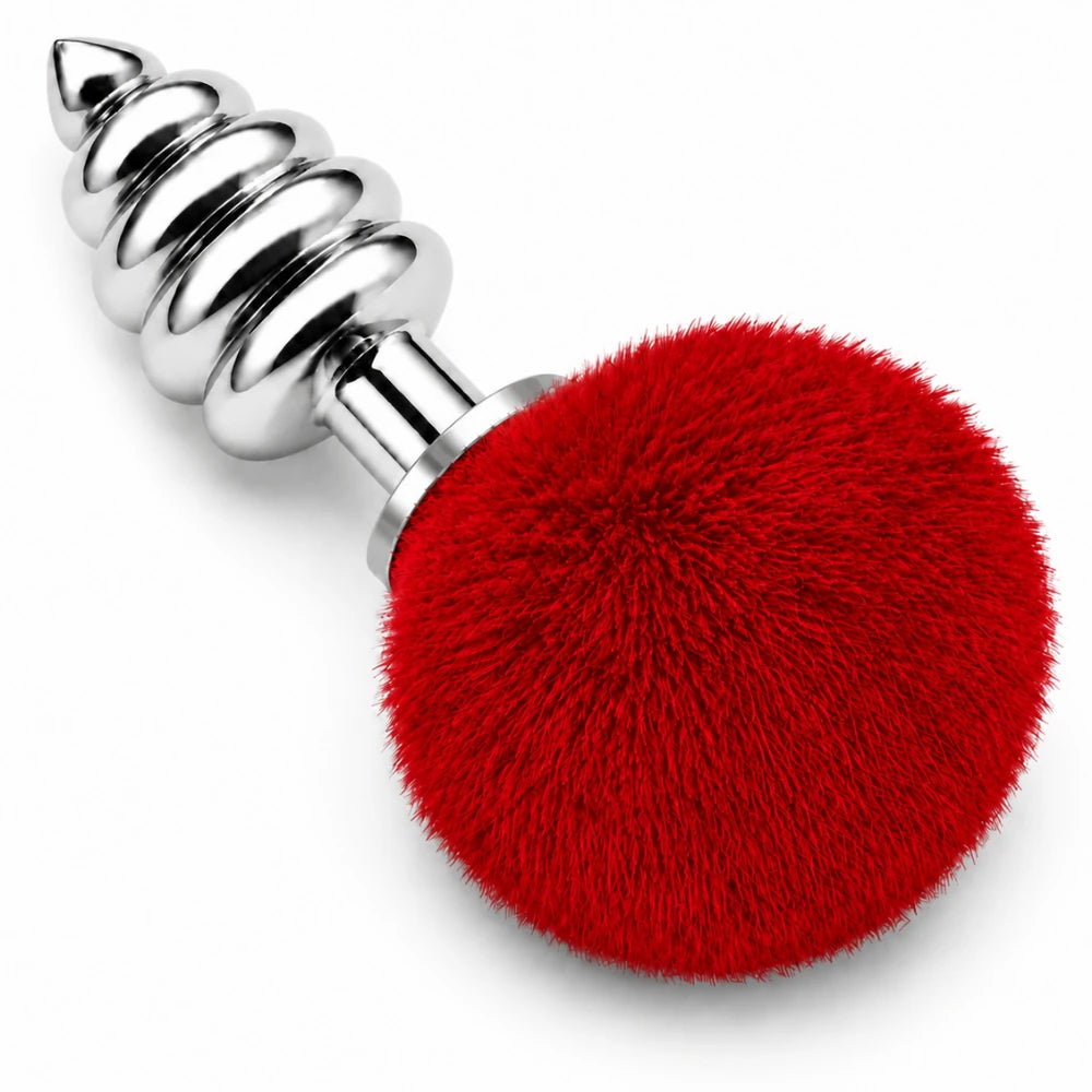 Frowzer Anal Fantasy Ribbed Peluşlu Boğumlu Metal Anal Plug-Red
