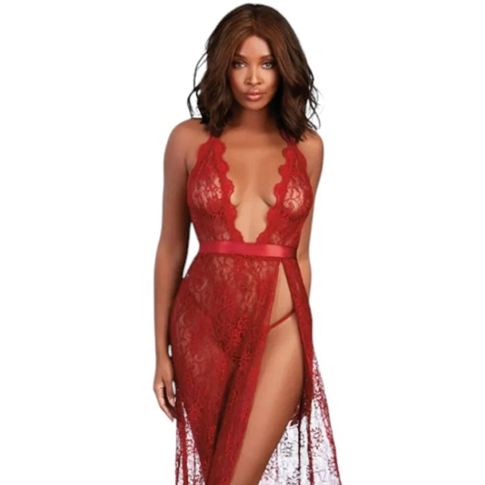 Frowzer Fantasy Wear Daria Dantelli Fiyonklu Uzun Gecelik Takımı