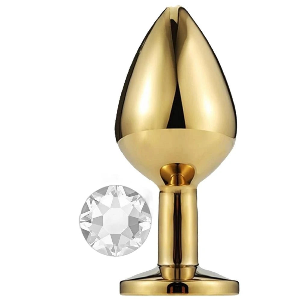 Frowzer Gold Medium Beyaz Kristal Taşlı Metal Anal Plug