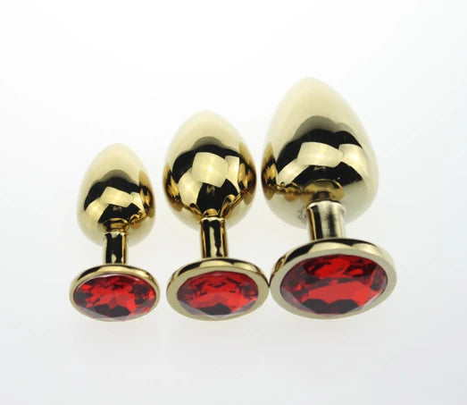 Frowzer Gold Medium Kırmızı Kristal Taşlı Metal Anal Plug