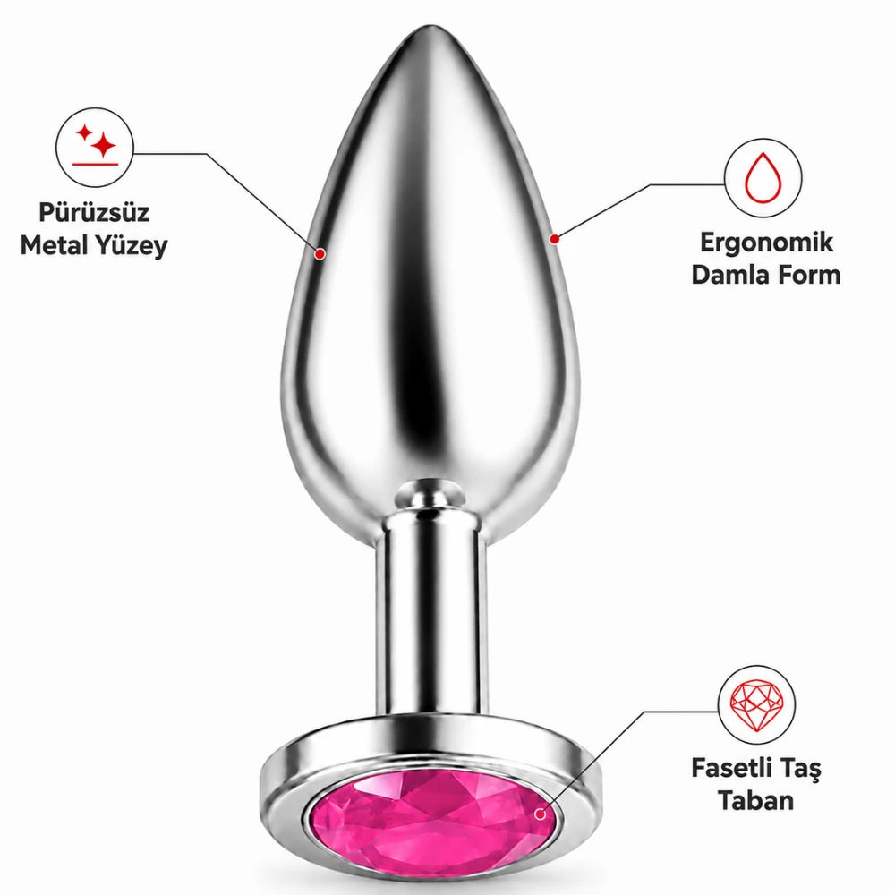Frowzer Anal Fantasy Luxury Diamond Pink Taşlı Çelik Metal Anal Plug – Medium