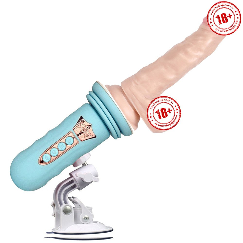 Erox Suction Cup Sex Machine Realistik Penis Uyumlu Seks Makinesi-Blue