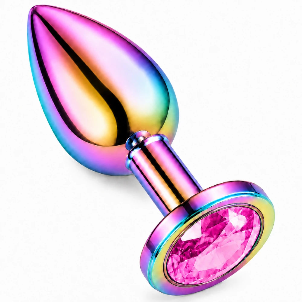 Frowzer Anal Fantasy Rainbow Hot & Cooling Pembe Taşlı Metal Anal Plug – Large