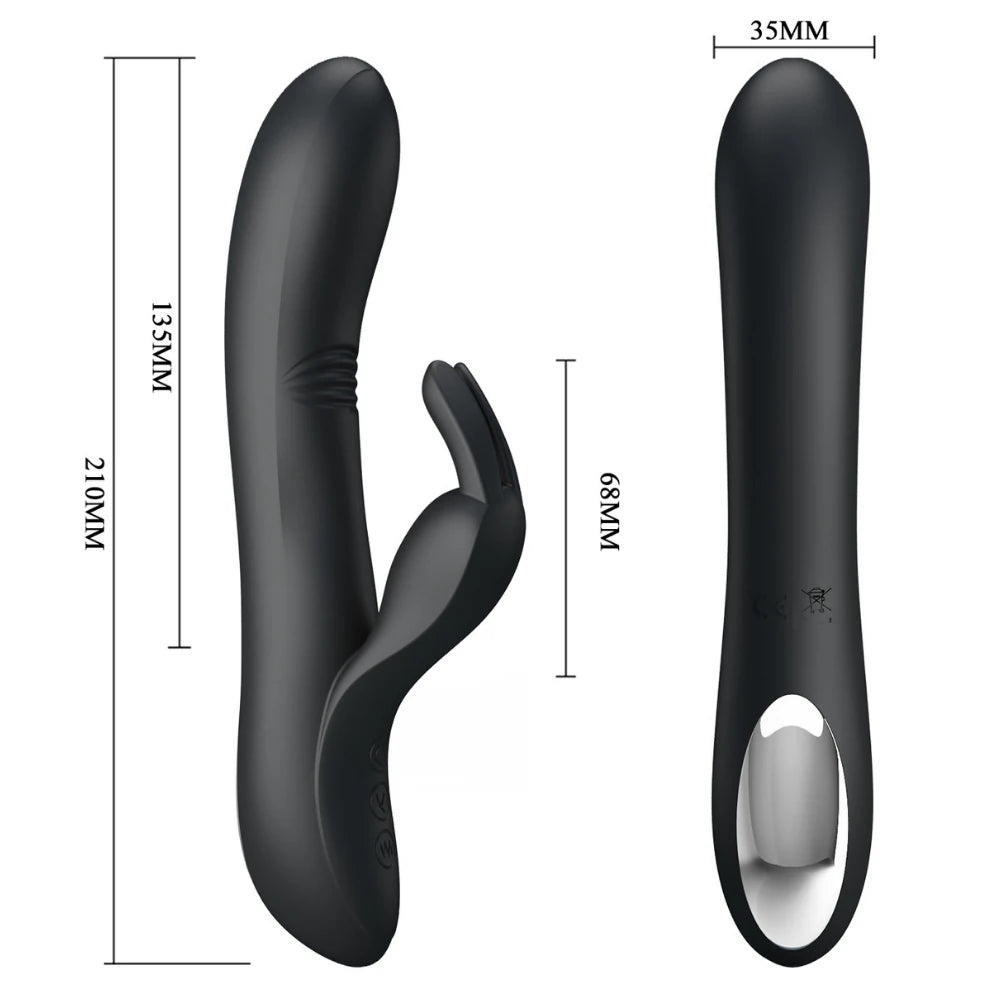 Pretty Love Dylan Parmak Hareket Fonksiyonlu Rabbit Vibratör-Black