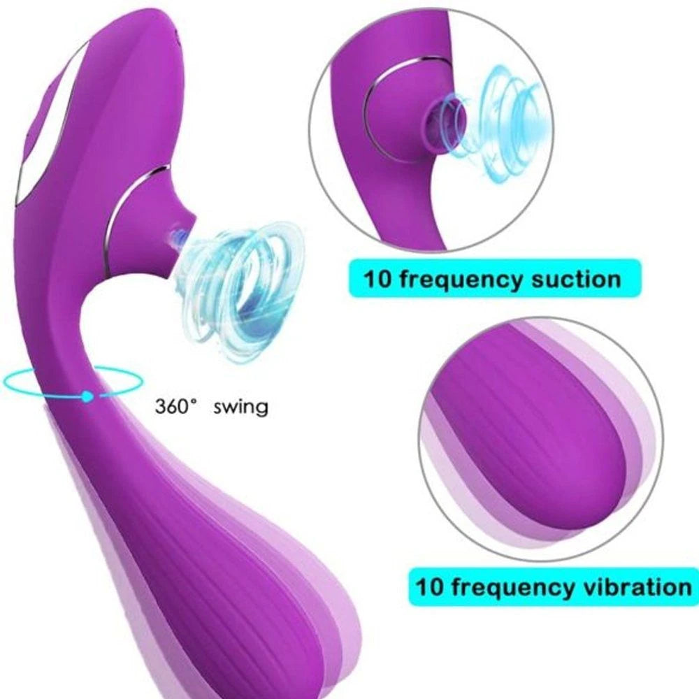 Frowzer Sucking İn Vibration Çift Yönlü Emiş Güçlü Partner Vibratör Mor