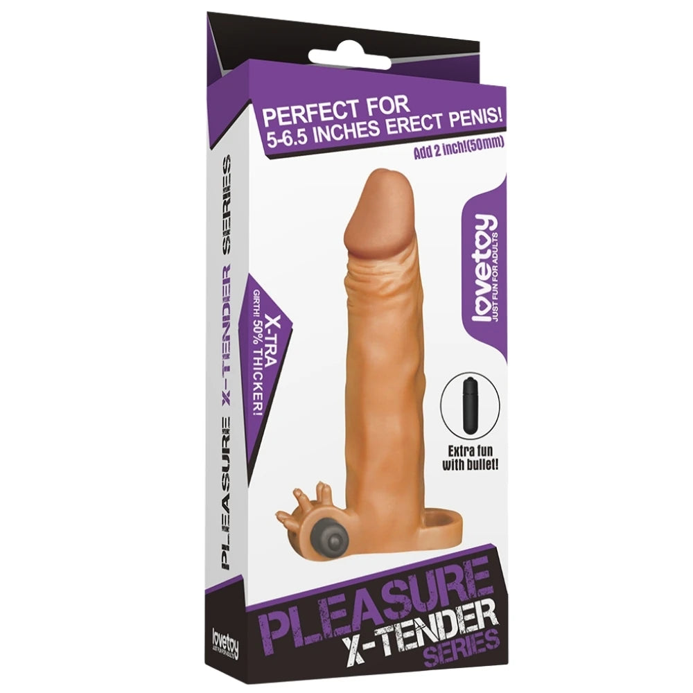 Lovetoy X-Tender 4 Cm Dolgulu Realistik Titreşimli Penis Kılıfı Melez