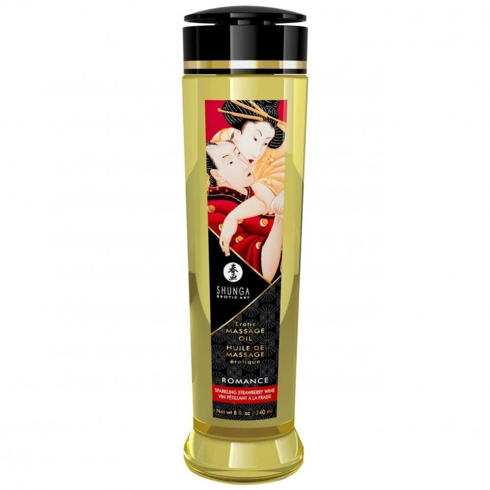 Shunga Massage Oil Sensation Çilek Aromalı Isıtmalı Masaj Yağı 240 Ml.