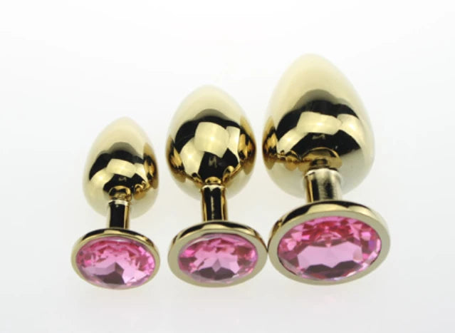 Erox The Anal Fantasy Mor Taşlı Gold Metal Anal Plug-Large
