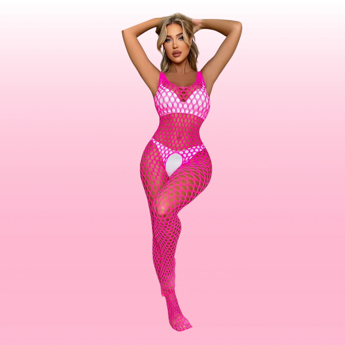 Frowzer She Sein Fishnet Seksi Vücut Çorabı-Pembe