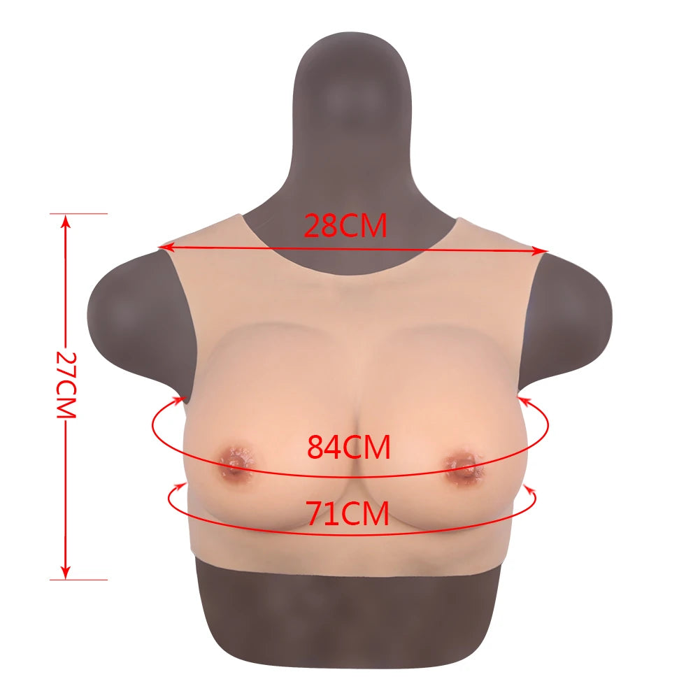 Bodysuit Crossdresser Brown Askılı Giyilebilir Silikon Göğüs M Beden