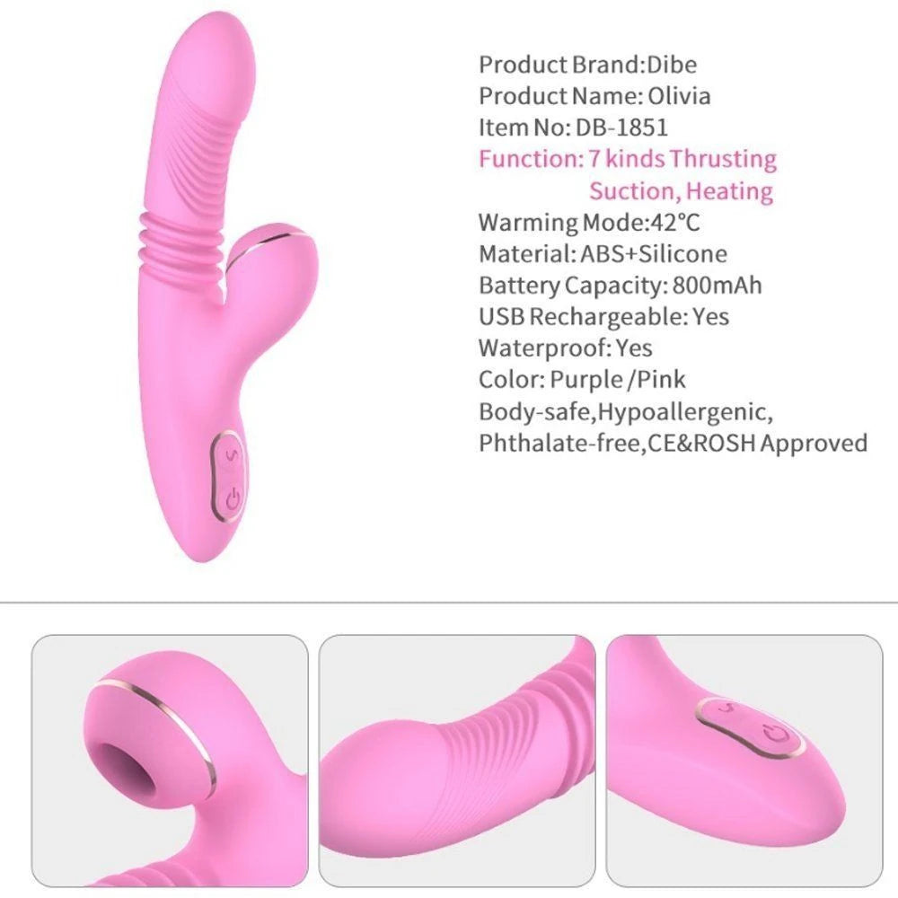 Dibe Haloy Olivia Thrusting Vibe İleti Geri Hareketli Darbeli Vibratör-Purple