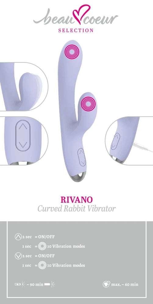 Beau Coeur Rivano Çift Motorlu ve Kavisli Rabbit Vibratör