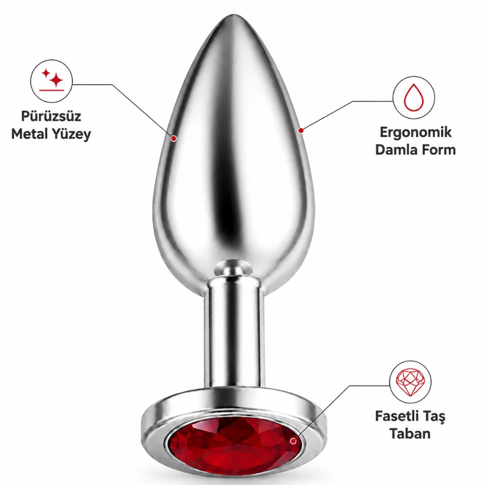 Frowzer Anal Fantasy Luxury Diamond Red Taşlı Çelik Metal Anal Plug – Large