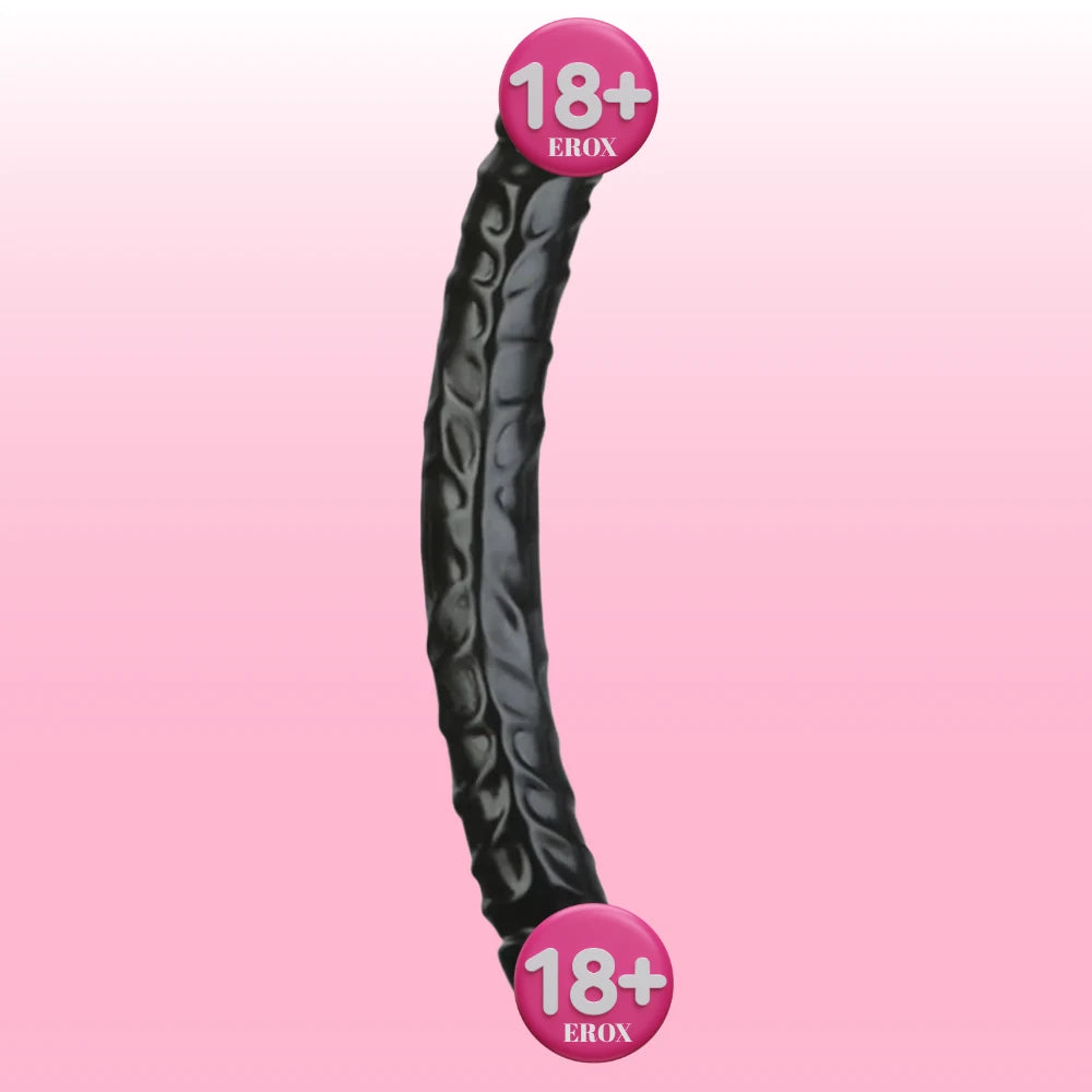 Doc Johnson Jr. Veined 30 Cm Çift Taraflı Realistik Jel Penis-Siyah