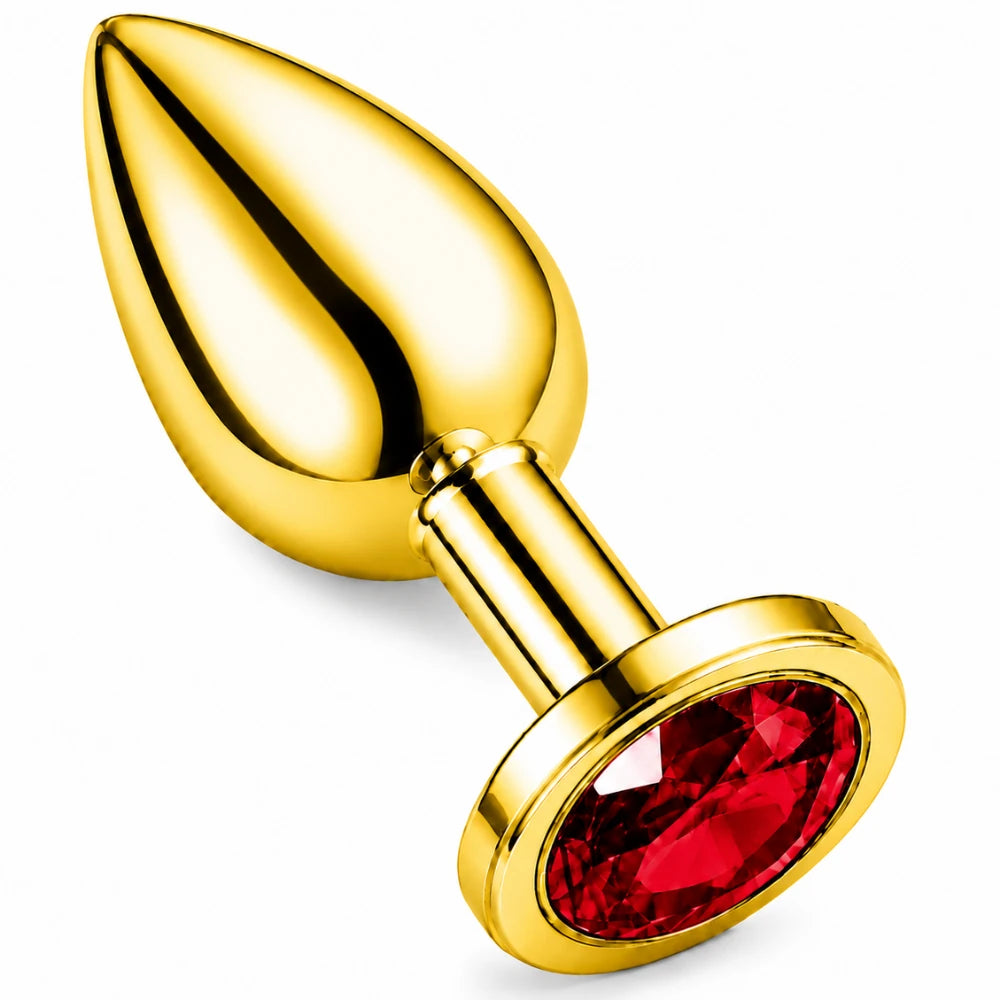 Frowzer Anal Fantasy Luxury Diamond Gold Çelik Kırmızı Taşlı Metal Anal Plug – Small