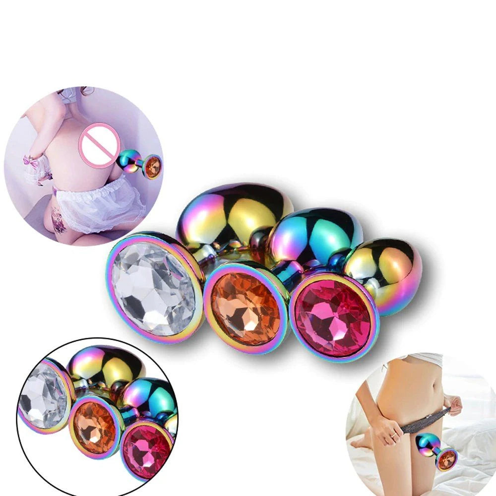 Frowzer Rainbow Hot Cooling Pink Medium Anal Metal Plug
