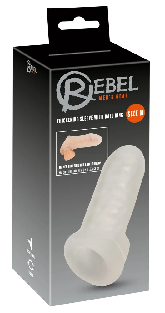 Rebel Men's Gear Thickening Sleeve Medium Testis Geçirmeli Silikon Penis Kılıfı