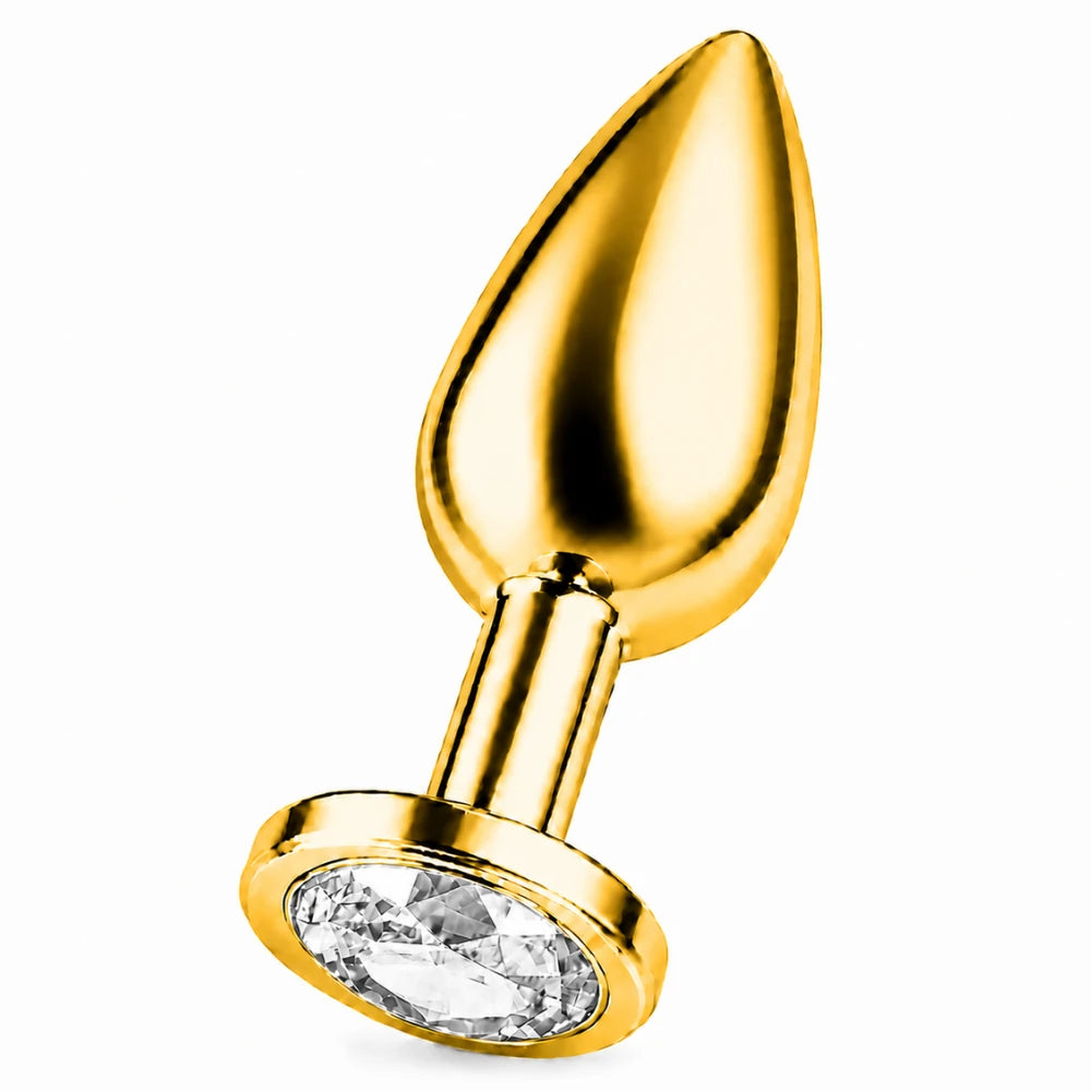Frowzer Anal Fantasy Luxury Diamond Gold Çelik Beyaz Taşlı Metal Anal Plug – Large