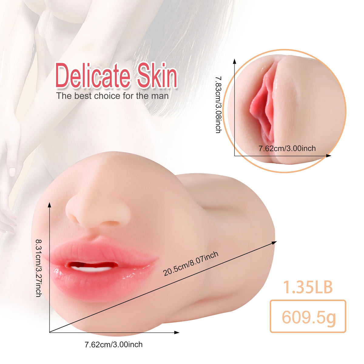 Xise Oral ve Vajinal Çift Taraflı Realistik Masturbator