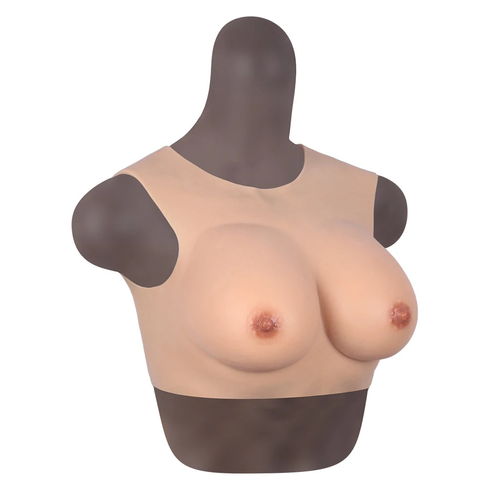 Bodysuit Crossdresser Brown Askılı Giyilebilir Silikon Göğüs M Beden