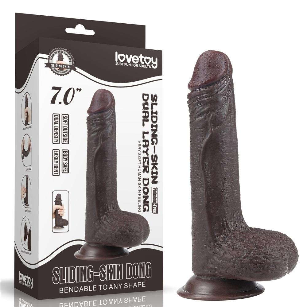 Lovetoy Sliding Skin Dildo Hareketli Deri Özellikli 18 Cm Realistik Zenci Penis