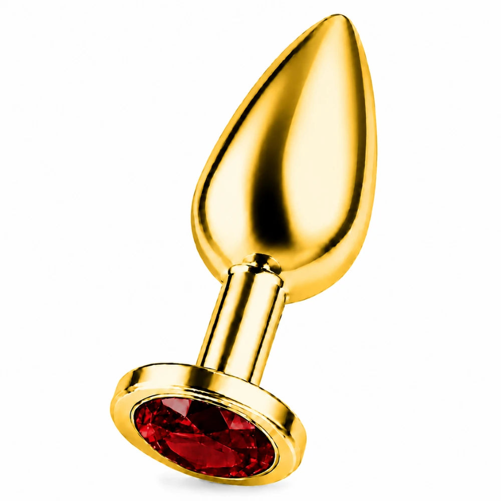 Frowzer Anal Fantasy Luxury Diamond Gold Çelik Kırmızı Taşlı Metal Anal Plug – Small