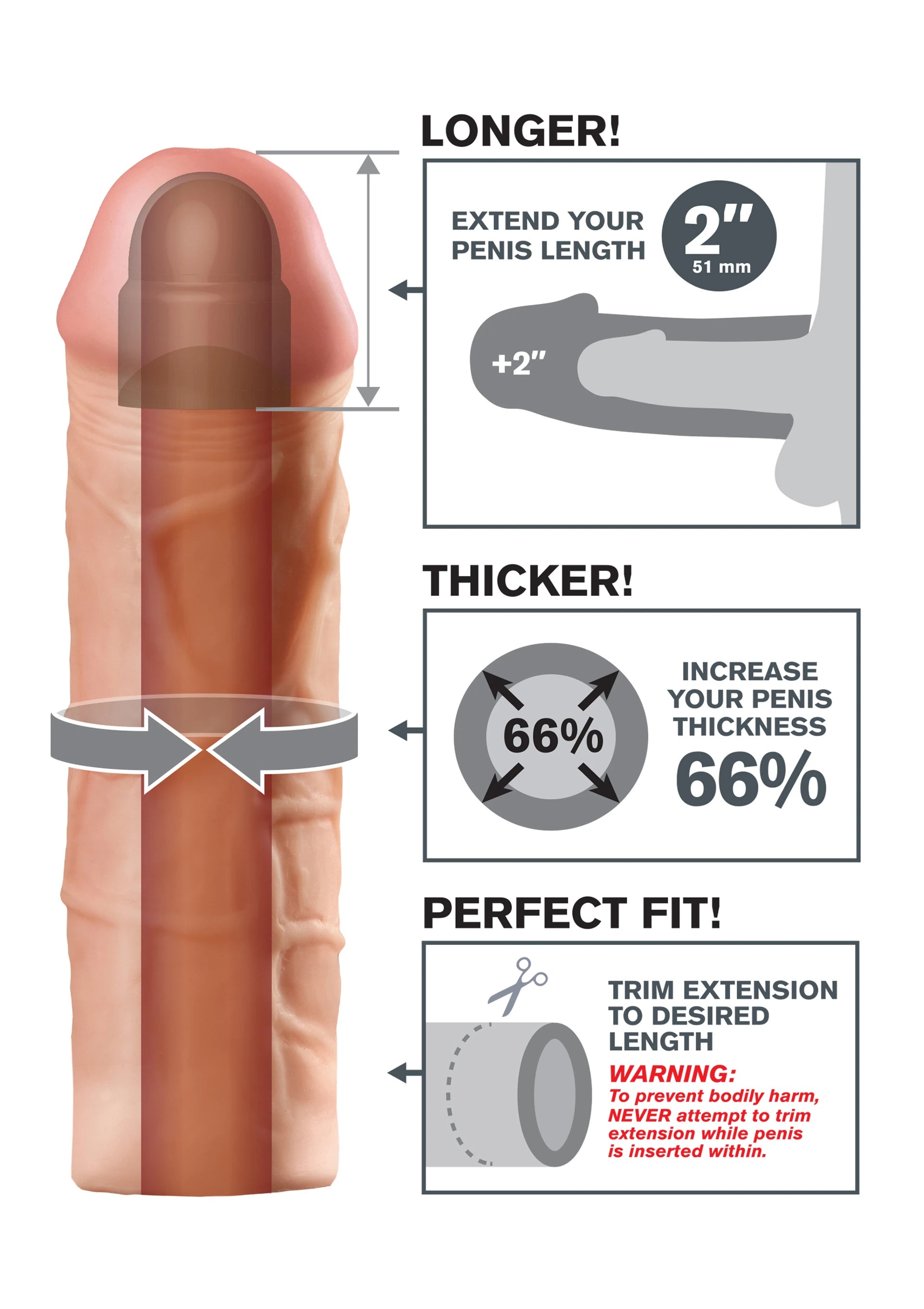 Pipedream Fantasy X-Tensions Mega 2'' Amerikan Penis Kılıfı