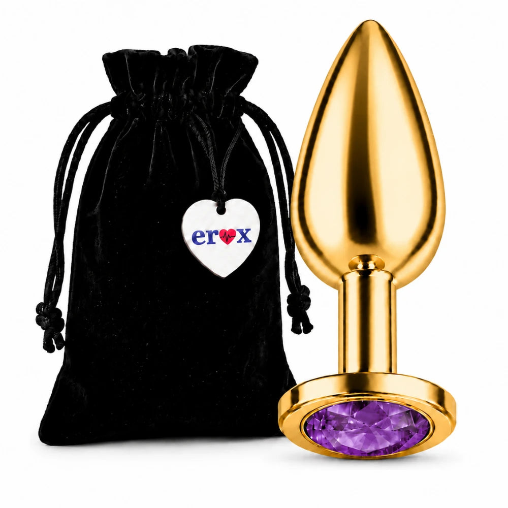Frowzer Anal Fantasy Luxury Diamond Gold Çelik Mor Taşlı Metal Anal Plug – Small