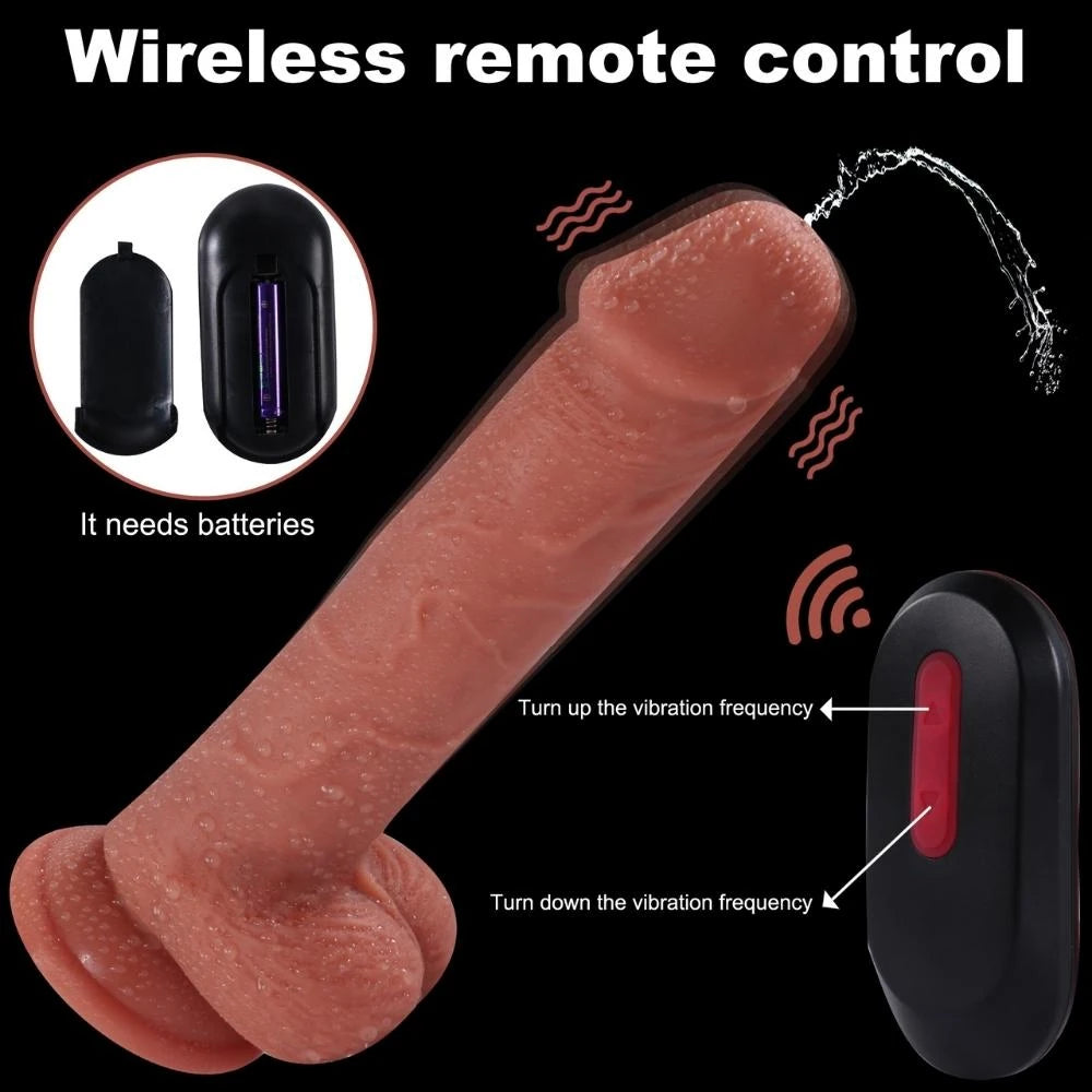 Shequ Dave Vibrating Dildo 21.5 Cm Boşalabilir Realistik Penis SQ-WBD10142-V