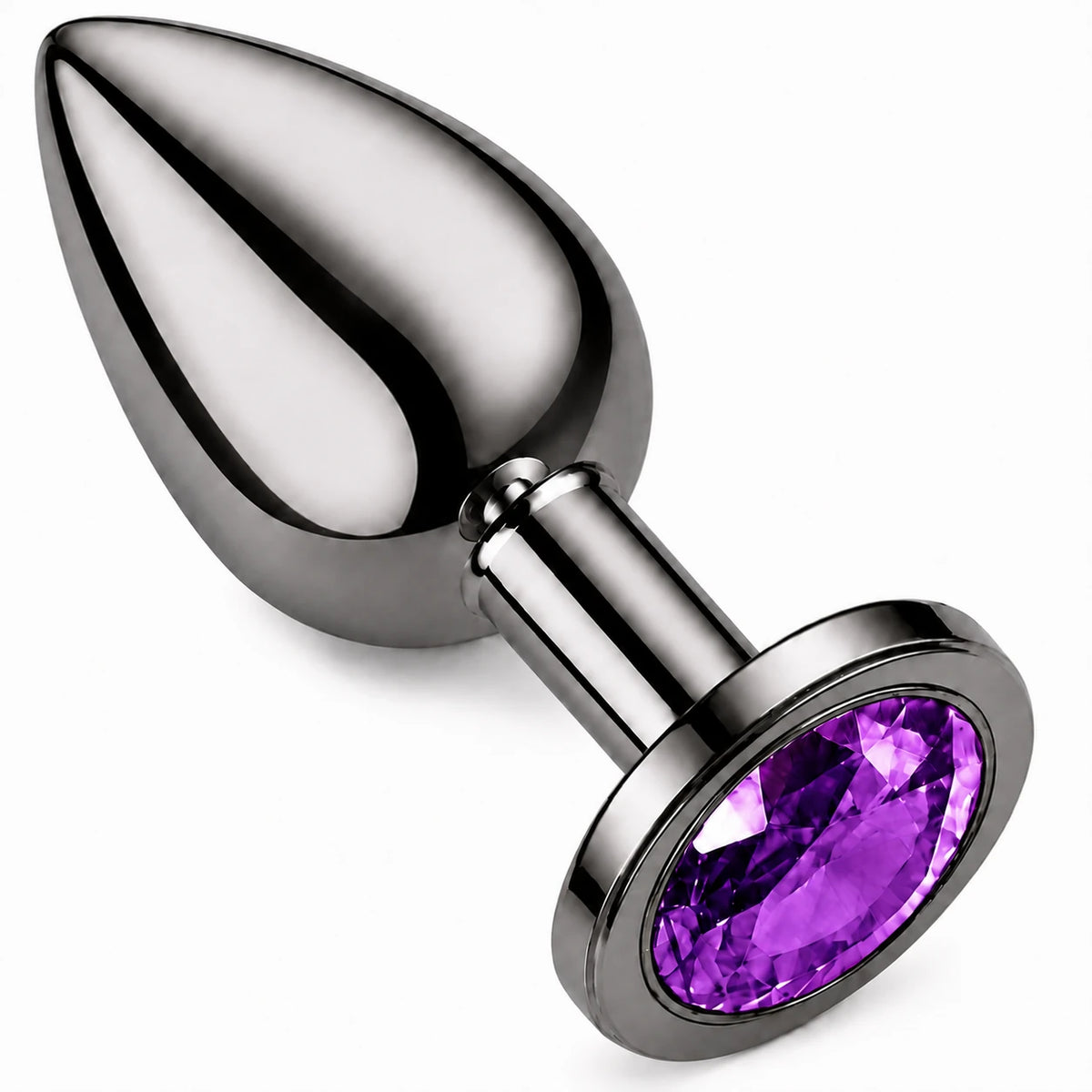 Frowzer Anal Fantasy Gri Metal Mor Taşlı Lüks Çelik Anal Plug – Large