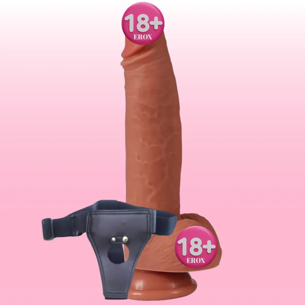 Shequ Leo Belden Bağlamalı 23 Cm Strapon Realistik Penis