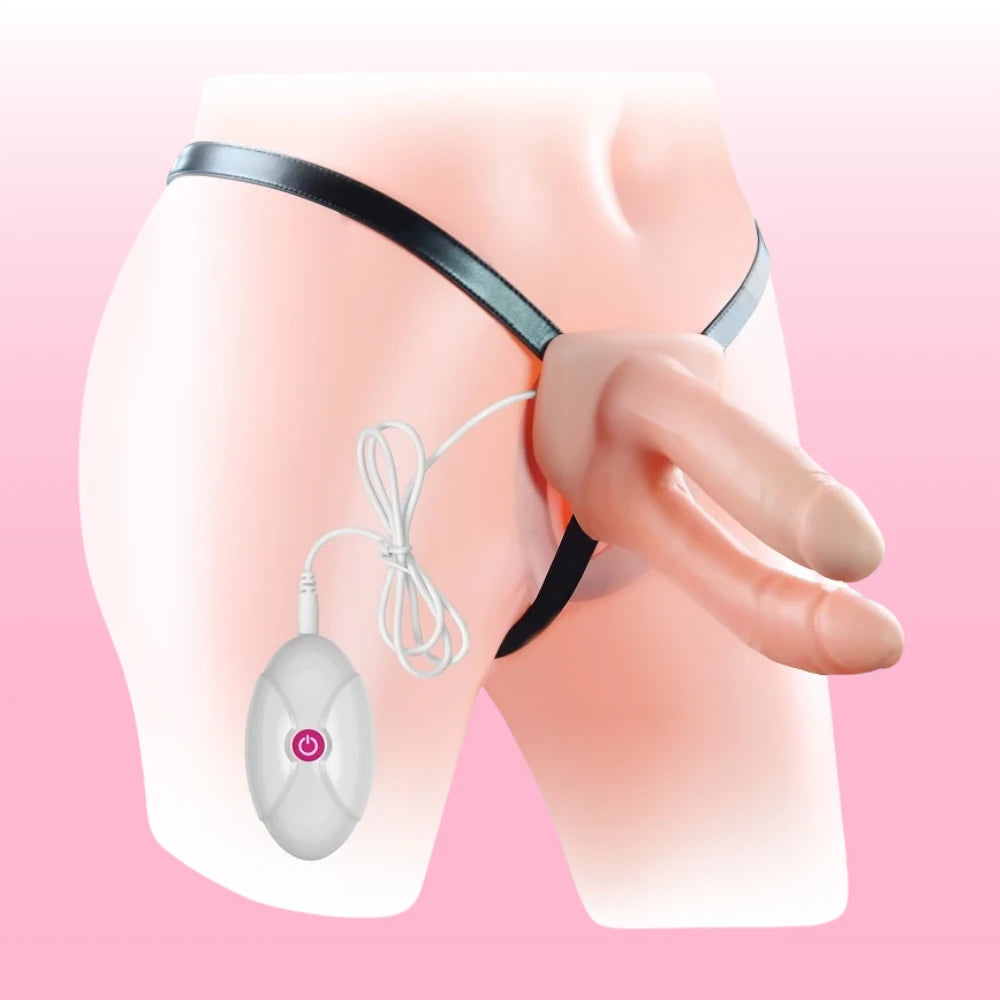 Lovetoy Vibrating Unisex Hollow Strap On Belden Bağlamalı Çift Taraflı Penis LV3006