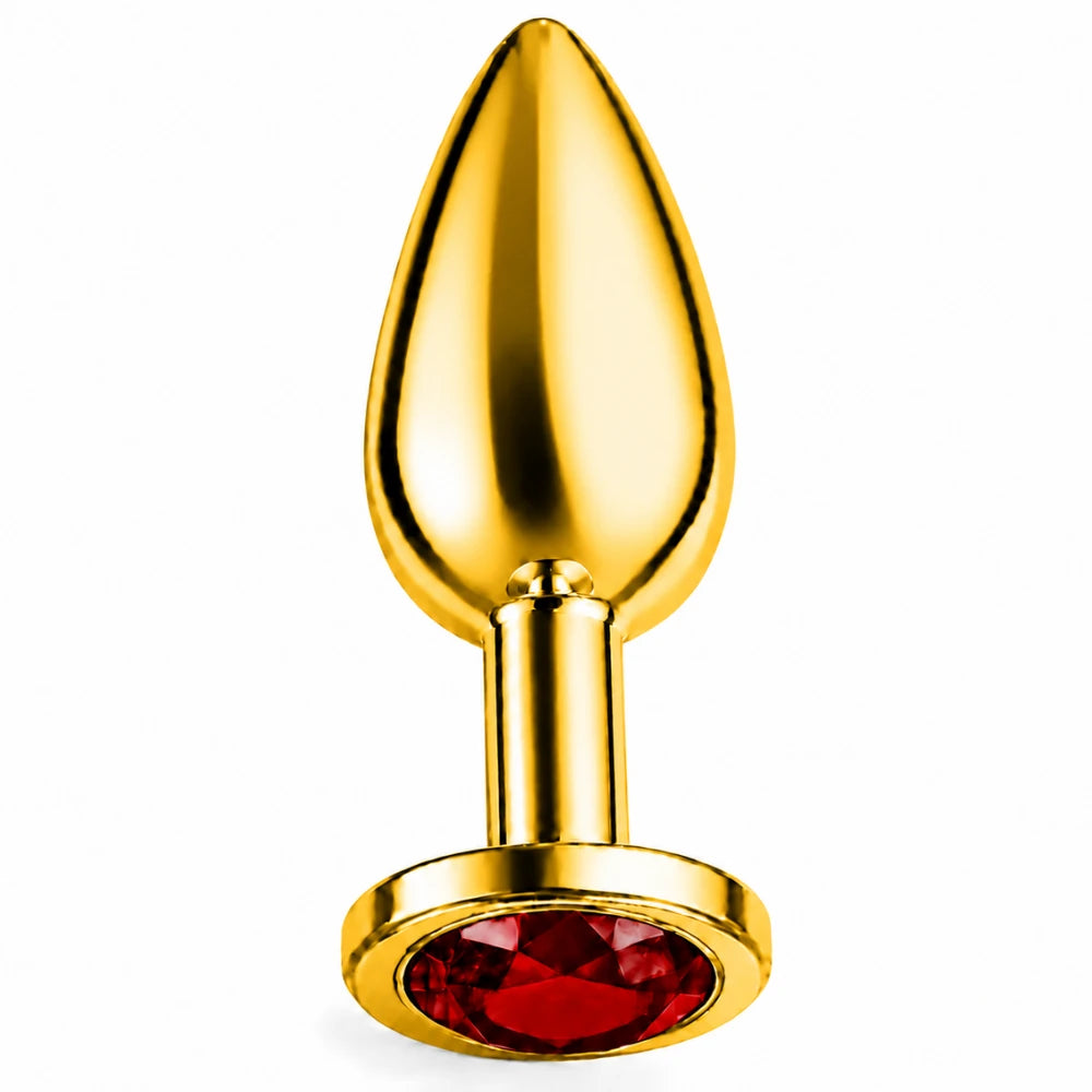 Frowzer Anal Fantasy Luxury Diamond Gold Çelik Kırmızı Taşlı Metal Anal Plug – Small