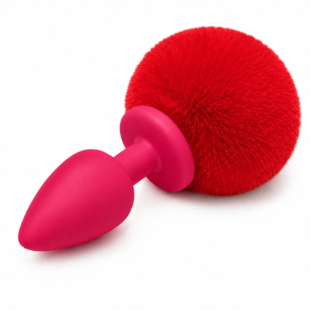 Frowzer Anal Fantasy Yumuşak Silikon Kırmızı Ponpon Peluş Anal Plug-Pink