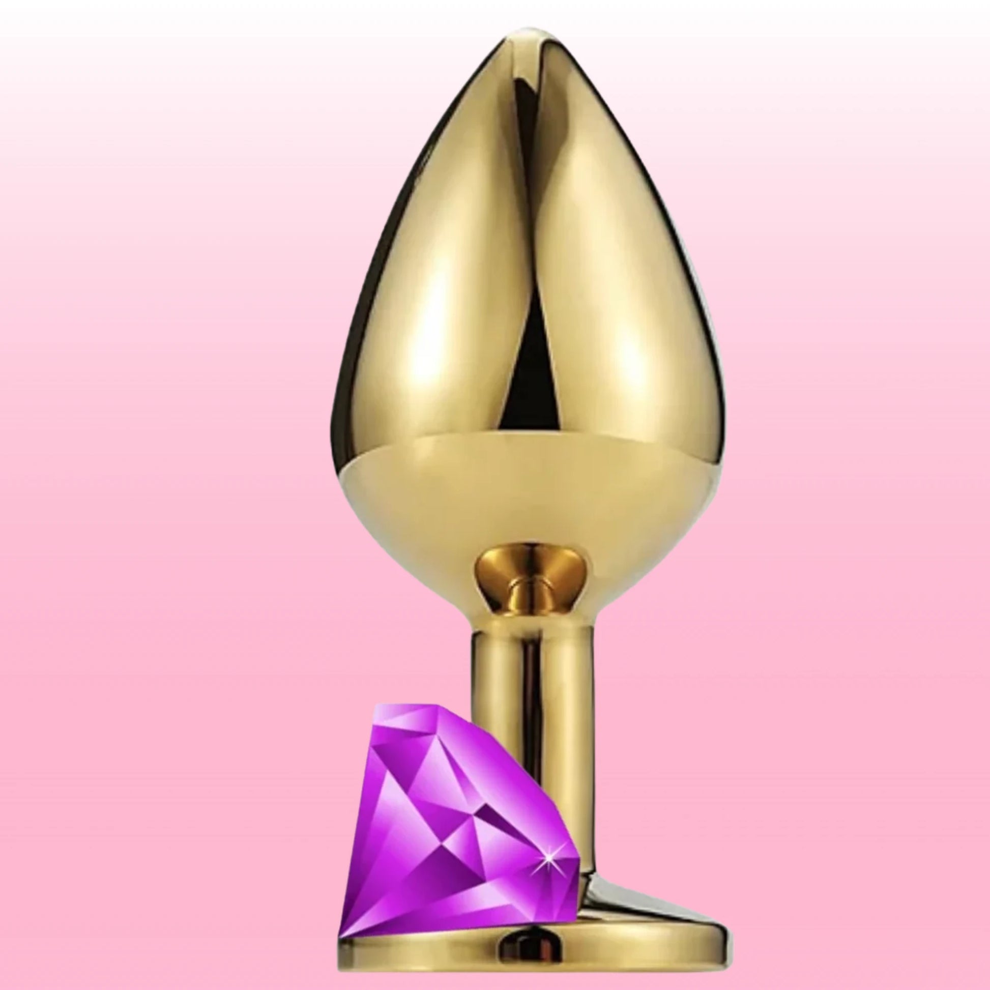 Erox The Anal Fantasy Mor Taşlı Gold Metal Anal Plug-Large